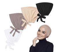 Tomtary 4Pcs Hijab Undercap Breathable Modal Elastic Head Wraps for Women Adjustable Tie Back Solid Color Hijab Cap Soft Hijab Turban for Girls Makeup Sleep Shopping