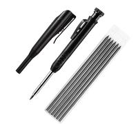 Tomtary Carpenters Pencil, Mechanical Carpenter Pencils with 6 Refills, Deep Hole Making Pencil with Built-in Sharpener Long Nosed Construction Pencil for Woodworking Drawing Scribing