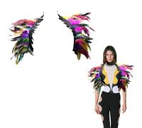 Tomtary Colourful Feather Collar Cape Gothic Shawl Realistic Cloak Luxurious Stole Costume Evening for Womens Mens Cosplay Halloween Decoration Gothic Show Shows Carnivals Holiday Costumes