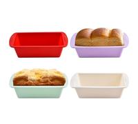 Tomtary Mini Loaf Tins, 4PCS Silicone Loaf Tins for Baking, Non Stick Bread Tin Reusable Rectangle Baking Moulds Pan for for Cakes Breads Loaves