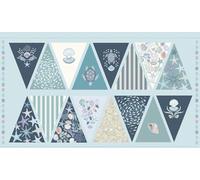 Tomten Yuletide Little Johnny Merry Christmas Gonks Fabric Bunting Panel - Lewis & Irene 100% Cotton - Simply Sew Crafty™ (Ocean Pearls)