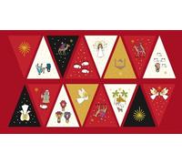 Tomten Yuletide Little Johnny Merry Christmas Gonks Fabric Bunting Panel - Lewis & Irene 100% Cotton - Simply Sew Crafty™ (Away in a manger)