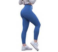 TomTiger Women's Yoga Pants 7/8 High Waisted Workout Yoga Leggings for Women Butt Lifting Tummy Control Booty Tights, Classic Blue, M