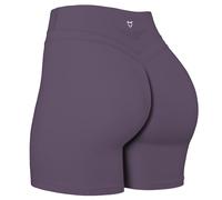 TomTiger Yoga Shorts for Women Tummy Control High Waist Biker Shorts Exercise Workout Butt Lifting Tights Women's Short Pants, Black Plum, M