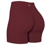 TomTiger Yoga Shorts for Women Tummy Control High Waist Biker Shorts Exercise Workout Butt Lifting Tights Women's Short Pants, Burgundy Red, S