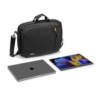 tomtoc 15.6-inch Dual Compartment Laptop Briefcase for 2 Laptops, Business Protective Laptop Messenger Shoulder Bag for a Laptop+a Portable Monitor, Water-resistant Multi-functional Computer Work Bag