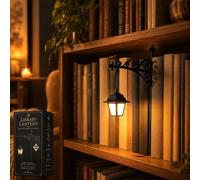Tomtsucb Library Lantern-Decorative Bookshelf Lighting, 2-Pack Vintage LED Book Nook Lights with Bookend-Style Bases, Warm Bookshelf Lamps for Home Library, Study, Reading Corner & Book Lovers，1-A