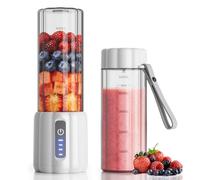 TOMUOO Portable Blender, Personal Blender for Smoothies and Shakes, Small Juice Mixer with LED Display, USB C Rechargeable Shake Maker with 6 Blades for Kitchen, Outdoor, Gym, 17 Oz, White