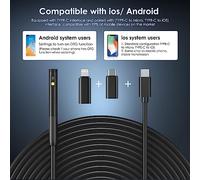 Tomvorks 1920 * 1440 Endoscope Camera, Dual Lens Design, 6+1, Compatible with IOS/, Broad Application Value, Strong and Sturdy, IP67 Inspection Camera, 300cm/118inch Snake Cable, TYPE-C