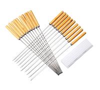 Tomvorks 20PCS Heavy Duty Stainless Steel Barbecue Skewer Grilling Kabob Tools for Outdoor Cooking