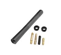 Tomvorks 4.7" Short Antenna Metal Ends Carbon Fiber Telescopic Signal Stable Clear Reception for Low Garage Riders Complete Accessories Black/Silver Fits: Sedans (Black)