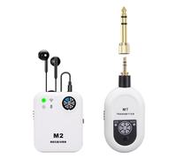 Tomvorks 6 Channel Wireless Sound Transmitter and Receiver In Ear Monitor System with 10.8ms Latency, Rechargeable Battery, 2.4G Transmission, Stereo/Mono Switch, (White)
