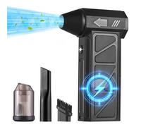 Tomvorks Car Exterior Dust Removal Tool, 160W Air Duster with Suction Brush Nozzle, Light, Cordless Portable Dry Blower 4 Speeds (Black)