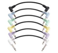 Tomvorks Colorful 6 Pack Guitar Patch Cables 18cm Effects Pedal Cable TS 1/4 Inch Right Angle Copper Core Soft PVC Kit for Guitarists and Music Enthusiasts