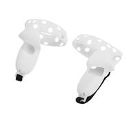 Tomvorks Controller Grip Cover Silicone Protective Sleeve for 2 VR with Anti Throw Design and Wrist Strap - Lightweight & Durable, 2 Units (Gray White)