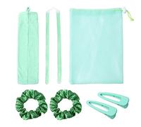 Tomvorks Curling Kit No Heat Gel Beads Hair Curler Wand Sleeping Curling Rollers DIY Hair Styling Tools with Bands Clips Storage Bag for Medium Long Styling Tools (Green)
