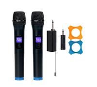 Tomvorks Digital Display, Dual Channel Wireless Microphone Cordless Recording Mic Set with Individual Controls for Professional Performances, Home Singing, VHF Frequency, 50m Distance