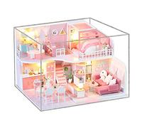 Tomvorks DIY Miniature Dollhouse Creative with LED Lights Home Decoration Festivals Gifts for Kids 9.8 * 7.7 * .1in Wooden Doll House