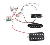 Tomvorks Double Coil Pickup, Open Style Humbucker Guitar Pickup Set with Tone Volume Harness, Overwound Pickups for Bass Guitar with Accesory Pack, 4 Core Wire, Series, Parallel, Split