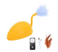 Tomvorks Electric Cat Toy Interactive Feathers Tail USB Rechargeable Applicable Indoor Cats Dogs Orange Silicone