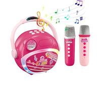 Tomvorks Karaoke Machine with Wireless Microphones, Portable Double Bass Speaker for Family Home Party, ABS Material (Pink)