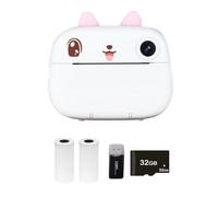 Tomvorks Kids Camera Thermal Printer 2.4 Inch Screen Dual Camera Timer 1080P Video Recording for Children Memory with 2 Rolls White Print Paper 32G Memory Card Card Reader Green Grey (Pink)