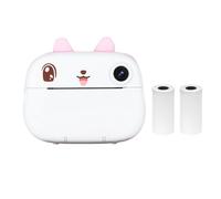 Tomvorks Kids Camera Thermal Printer 2.4 Inch Screen Dual Camera Timer 1080P Video Recording for Children Memory with 2 Rolls White Print Paper 32G Memory Card Card Reader Green Grey (Pink)