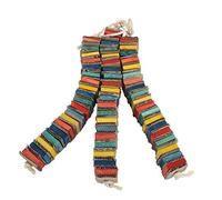 Tomvorks Parrots Colorful Wooden Block Chewing Toy Hanging for Bird Cage Training Macaws African Grey Parrots