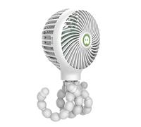 Tomvorks Portable Handheld Mini Fan with Flexible Octopus Tripod Clip in Black for Stroller Desk Car Seat - Rechargeable USB Charging (White)