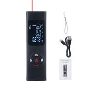 Tomvorks Portable Rangefinder with Backlit LCD Screen for Easy OnTheGo Readings for Contractors and Maintenance Personnel, ABS, Black, 1 Pack (30M)