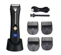 Tomvorks Smooth Safe Body Hair Trimmer with Charging Stand, LED Light, LCD Screen Display, 90 Minutes Long Standby, 2 Charging Methods, Ideal Men, IPX7 for Wet Dry Use