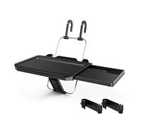 Tomvorks Universal Black Car Steering Wheel Tray for Eating Reading Working with Groove for Tablet Cup Holder Laptop Desk Lightweight Portable ABS 20.7x10.6x2in