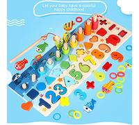 Tomvorks Wooden Number Puzzle Match Board Math Game Early Learning Toys Color Shape Sorting Number Counting Preschool Education Best 3-6 Years Old Boy and Girl, Made Wood, (TTTM-1005)