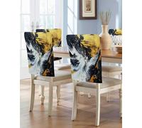 TOMWISH Decorate The Chair Back Cover 8 Pack Black White Gold Abstract Art Dining Room Chair Slipcovers Removable Chair Protectors Covers for Party Banquet