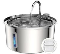 Tomxcute 3.2L Stainless Steel Cat Water Fountain with Water Window