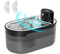 TOMXCUTE 3L Cat Water Fountain for Drinking with Sensor, 5000mAh Battery Operated Cat Fountain Cordless Dog Fountain Multi-Filtration, Dishwasher Safe Suitable for Cats& Dogs, Black