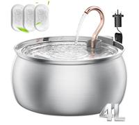 Tomxcute 4L Stainless Steel Cat Water Fountain for Multi-Pet Homes