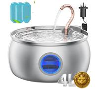 Tomxcute 4L Stainless Steel Cat Water Fountain with Water Window