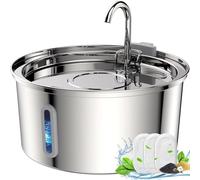 Tomxcute Cat Water Fountain,Stainless Steel Cat Fountain 3.2L/108oz Automatic Pet Fountain with Water Levels Window,Ultra-Quiet Pump and 3 Replacement Filters & for Multiple Pets