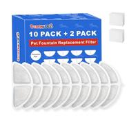 TOMXCUTE Filter for Wireless Cat Water Fountain(Model P9), Pack of 10 Replacement Filters and 2 Pre-Filter Sponges
