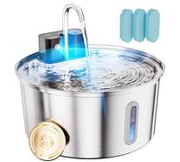 Tomxcute Intelligent All-in-One Wireless Cat Water Fountain: Automatic Cordless Water Dispenser for Dogs with Motion Sensor, 108oz/3.2L Stainless Steel, 4000mAh Battery for Multiple Pets