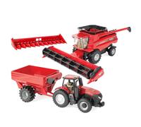 TOMY 1/32 Case IH 8230 Combine w/Both Heads, AFS Connect Magnum 380 & Grain Cart Set 47357