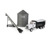 TOMY Big Farm Grain Harvesting Set and Peterbilt 367 Straight Truck - 1:32 Scale - Includes Grain Box Grain Bin and Auger- Farm Toys - Toddler Toys