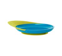 TOMY Boon CATCH PLATE, Baby Weaning Plate With Spill Catcher | Suction Plate with Built-in Food Catcher | Ideal for First-Time Self-Feeders, From 9,10,11,12+ Months, Blue and Green
