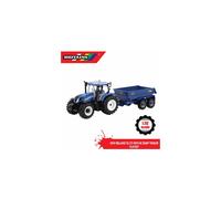 Britains New Holland T6 Tractor With Trailer Playset, Collectable Tractor Toy, Tractor Toys Compatible With 1:32 Scale Farm Animals And Toys, Suitable For Collectors And Children From 3 Years