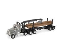TOMY Freightliner 122SD Logging Truck Toy - 1:32 Scale - Includes Toy Truck, Trailer, and 3 Logs - Construction Truck Toys - Toddler Toys Ages 3 Years and Up