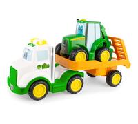 TOMY John Deere Lights & Sounds Farmin' Friends Hauling Set - Includes Toy Truck and Backhoe Tractor Toy for Ages 18 Months and Up