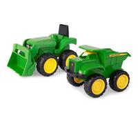 TOMY John Deere Vehicle Set - Includes Dump Truck and Tractor Toy with Loader for Sandbox - 6 Inches - 2 Count- Ages 18 Months and Up