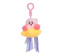 TOMY Mofulatto Waving Kirby & Warp Star Plush Clip-On, Soft Sherpa-Feel Kirby Bag Charm, Kawaii Plush Keychain, Cute Travel Accessory for Backpack or Purse, Collectible Plush for Kids and Adults