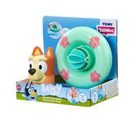 Toomies Bluey Splash and Float Bingo - Bath Toy Pourer Cup with Shower Holes and Water Wheel Toy Pool Ring- Sensory Water Toys - Officially Licensed Bluey Toys - Baby Bath Toys for +18 Months